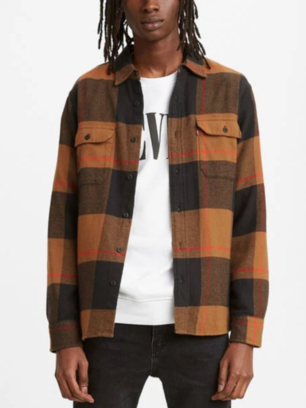 Levi's Jackson Worker Relaxed Fit Overshirt Pocket Plaid
